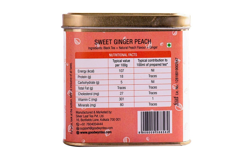 Goodwyn Tea Sweet Ginger Peach Warm + Soothing   Tin  100 grams
